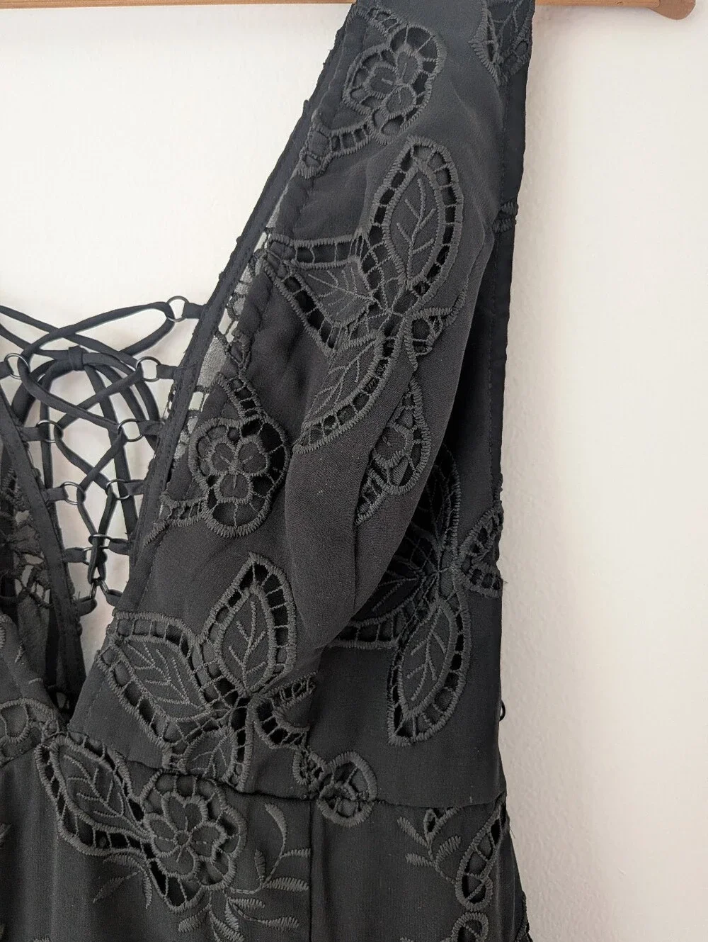 NWT! Free People Catalina Broderie Anglaise Black Lace Maxi Dress Size 6 - Picture 6 of 12
